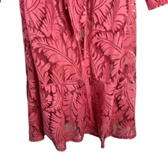Ember Sheer Floral Kimono Pink Tie Boho Cottage Medium - Picture 4 of 8